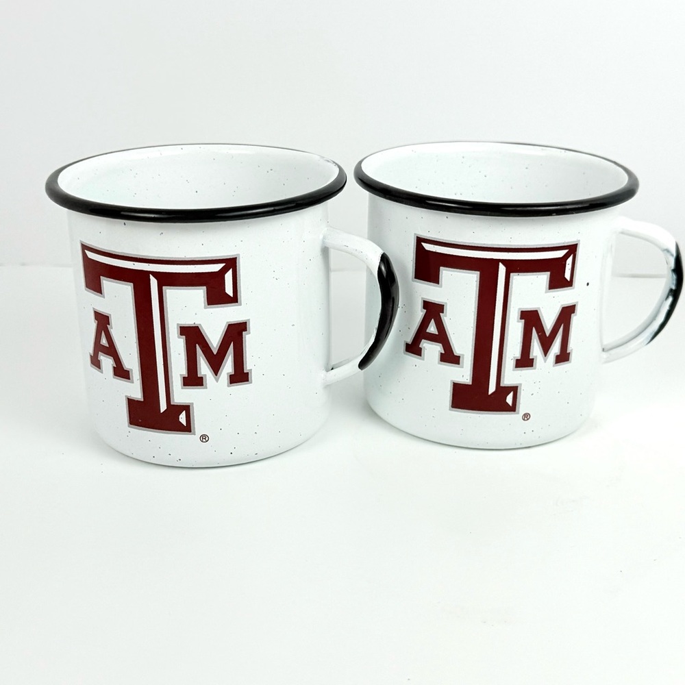 Set of two Texas A&M Aggies Metal campfire mugs. 15 oz mugs. New With tags.